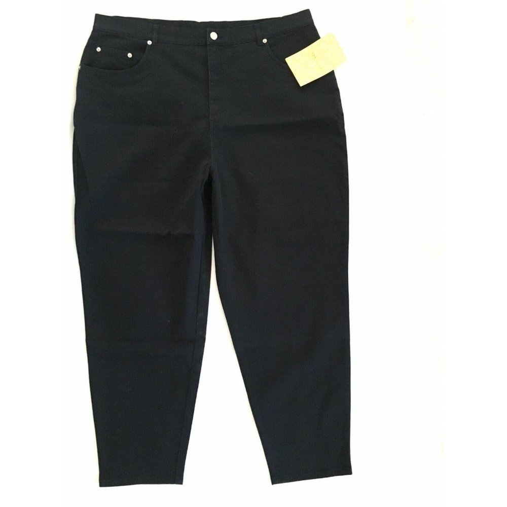 Denim & Co Black Jeans 24W Cotton Stretch Skinny Ankle QVC 40x29 New NWT